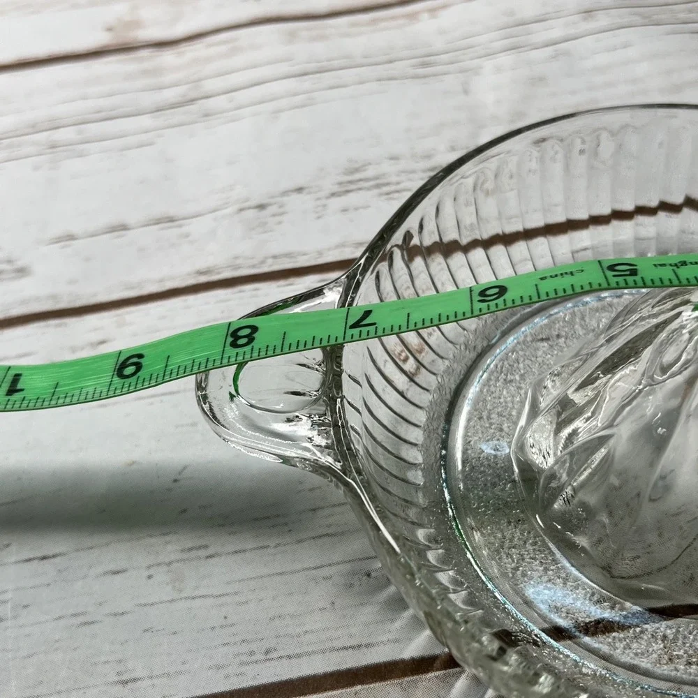 Vintage Citrus Juicer Clear Ribbed Glass Vintage Style Manual Reamer 6.5in